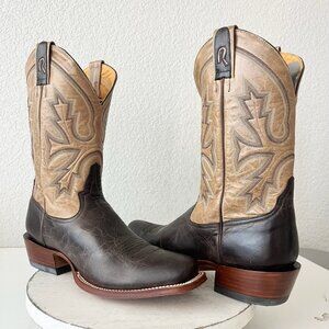 Rod Patrick Mens Cowboy Boots 12.5A Antique Mocha Bison Brown Western Blunt Toe